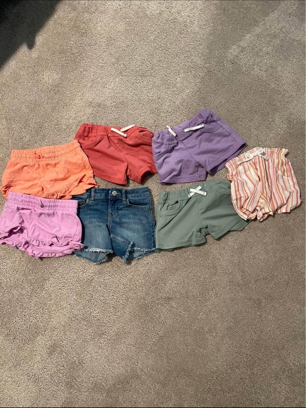 Girls' size 5 Mixed Cotton Shorts - Pink, Coral, Purple, Navy, Green, Denim
